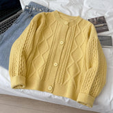 Cable Knit Round Neck Cardigan