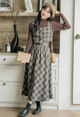 Mint Mocha Kariertes zweiteiliges Midi-Set