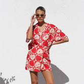 Shirt Short skirt Loose Printed Suit Two-Piece Set