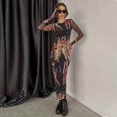 Slim Fit Printed Long Dress