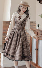 Mocca Plaid Midi Dress