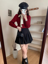 Tie Neck Puff Sleeve Sweater