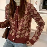 Diamond Plaid Cardigan