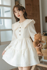 Jacquard Peter Pan Babydoll Tiered Mini Dress