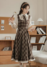 Hazel Plaid Twofer Midi Dress