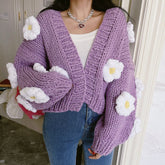 Chunky Daisy Cropped Cardigan