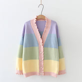 Pastell gestreifte Strickjacke