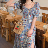 Cherry Gingham Midi Dress