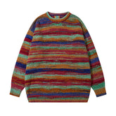 Vintage Color Block Striped Knit Sweater