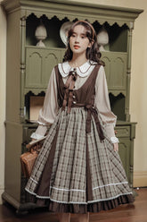 Mocca Plaid Twofer Midi Dress