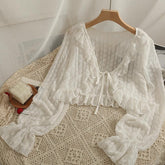 Sheer Floral Lace Tie Cardigan