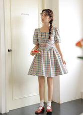 Iridescent Plaid Mini Dress