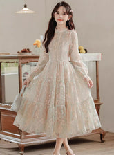 Flower Vines Embroidered Midi Dress