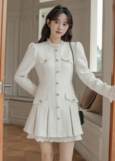 Snowy Sequin Tweed Mini Dress