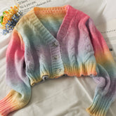 Kurzer Cardigan mit pastellfarbenem Wirbelmuster