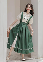 Lolita Short Sleeve Faux Layered Midi Dress