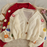 Daisy Pom Pom Cropped Cardigan