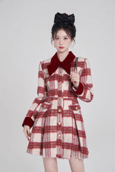 Fuzzy Candy Cane Plaid Mini Dress