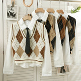 Spiced Argyle Plaid Vest Set