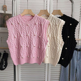 Cable Knit Pearl Vest