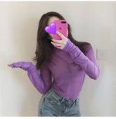 Sexy Long Sleeve See Through Bodycon Turtleneck Shirt