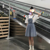 Jeansröcke in A-Linie mit hoher Taille und Trägern