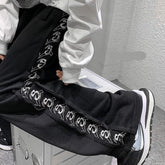 High Street Casual Pants Harajuku Y2K Letter Print Design Oversize Straight Black Pant America Vintage Trousers
