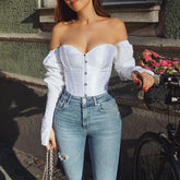 Voguable Y2k Corset and Bustier Steel Bone Underbust Shaper T Shirts Off Shoulder Corset T-Shirt Body Shaping Waist Outfits