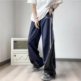 Vintage Casual Track Y2K Cargo Pants Straight Loose Striped Blue Wide Leg Pants Gym Basketball Sweatpants Trousers Korean Style