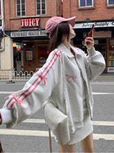 Voguable 2 Piece Skirt Sets FeY2k Clothing Zipper Bow Sweet Korean Hoodie Suits Studentseven Party Outwear