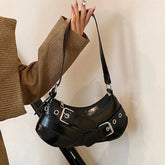 PU Vintage Shoulder Bag Y2K Hottie Handbag Adjustable Underarm Bag Waterproof Crossbody Bag Cool Handsome Solid Color Bags