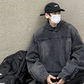 American Washed Retro Denim Hoodie Design Sense Hooded Y2k Harajuku And Winter Trend Heavy Oversize Coat