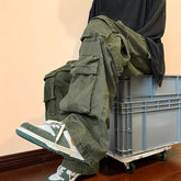 Y2k Cargo Pants Multi Pocket Hiphop Overalls High Street Safari Style Trousers Streetwear