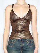 Voguable Vintage Leopard Print Camisole Y2K Aesthetic Sleeveless Crop Tops Coquette Tank Top Harajuku