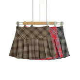 Mini Skirts For Woman Korean Red Plaid Skirts Y2k Clothes Cute Short Skirts Harajuku Vintage Pleated Skirts Preppy