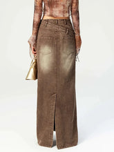 Voguable Tie Dye Denim Long Skirt Vintage Irregular Waist Straight Maxi Skirt femme Y2K Aesthetic Grunge Fairycore