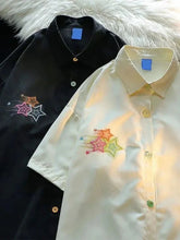 Harajuku Stars Y2K Shirt Loose Vintage Streetwear Bf Hip Hop Blouse Oversize Gothic Casual Short Sleeve Tops