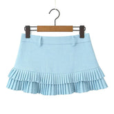Cool Girl Y2K Pleated Mini Skirt Low Waist Short Skater Skirts With Shorts Lining