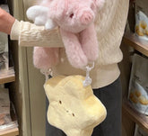 Patchwork Fluffy Cartoon Star Top-Handle Bags Sweet Y2k Aesthetic Chic Shoulder Bag Kawaii Cute Handbags Purses