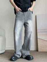 Vintage Gray Baggy Jeans Harajuku Casual Y2k Pants Straight High Street Wide Denim Trousers