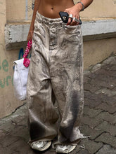 Voguable Tie Dye Vintage Jeans Oversize Baggy Y2K Streetwear Washed Straight Leg Pants Low Waist Denim Trouser Korean