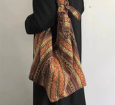 Vintage Y2k Aesthetic Grunge Handbags High-capacity Harajuku Striped Canvas Underarm Bag Luxury Design Shoulder Tote Bags