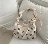 Kawaii Cute Strawberry Print Shoulder Bags Y2k Aesthetic Casual Underarm Bag Japanese Fairy Sweet Handbags