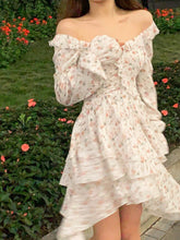 Voguable Floral Short Party Dress Beach V-Neck Y2k Mini Dress Vintage FeFairy Elegant One Piece Dress Korean Chic