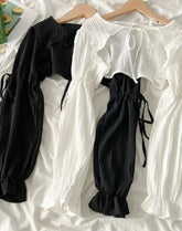 Y2k Sun Protection Cardigan Women' Clothing Thin Crop Tops Bandage Long Sleeve Blouse Cape Femme Ruffles Korean Sweater