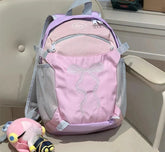 Students Travel Bags Patchwork Contrast Color Schoolbags Preppy Chic Kawaii Bow Embroidery Backpacks Y2k Aesthetic Fashion