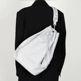 Y2k Aesthetic Simple Shoulder Bag Nylon All Match Solid Handbags Trendy Vintage Drawstring Crossbody Bags Trendy