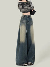 Streetwear Retro Jeans Loose High Waist Y2K Denim Pants Casual American Harajuku Fall FePockets Wide Leg Trousers New