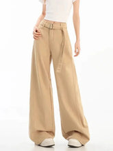 Belt Retro Khaki Jeans Y2K High Waist Loose Streetwear Denim Pants Casual American Vintage Wide Leg Trousers