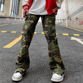 Y2K Ink Graffiti Baggy Tracksuit Cargo Flare Pants Joggers Camouflage Casual Long Trousers Ropa Hombre